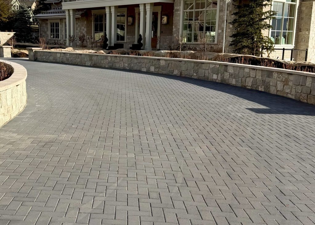 Custom paver driveway and walkway by Green Shield Utah